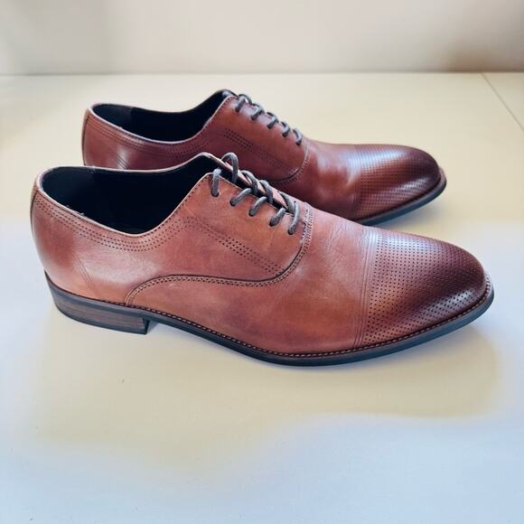 MENS KENNETH COLE Dark Brown Mahogany Leather Derby Oxford Lace Up Shoes 8.5 main image 8
